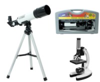 Dětský mikroskop a hvězdářský dalekohled v kufru