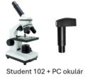 Školní mikroskop Student 102, 40-1280x+USB PC okulár s rozlišením 640x480 px