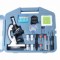 Dětský mikroskop 100-900x kufr, výbava, kovový, skleněná optika+hlavolam a flexi tužka 1